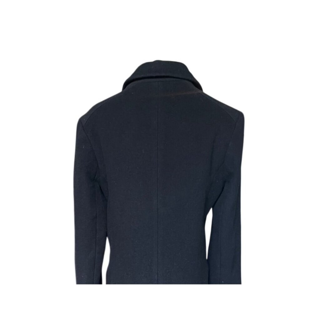 VTG BCBG Black Cashmere Wool Long Overcoat 8 Pea Coat Quiet‎ Luxury Old Money - Picture 5 of 7